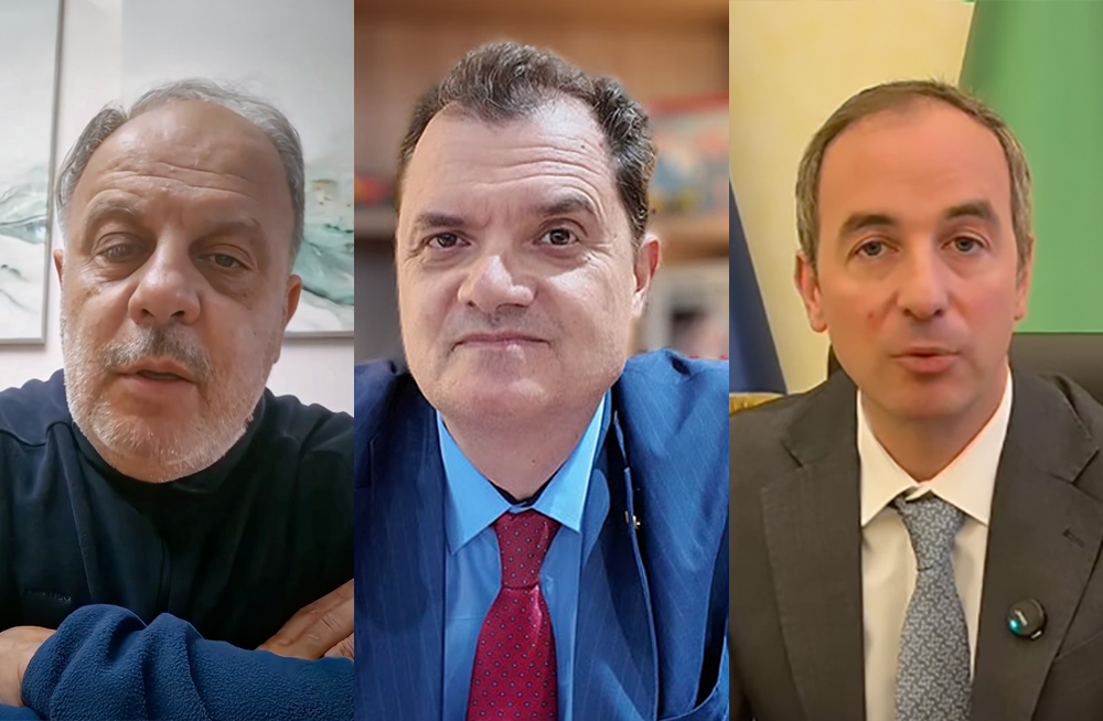 Da esquerda para a direita: os deputados deputado Franco Tirelli (MAIE) e Fabio Porta (PD), e o senador Mario Borghese (MAIE). Foram eles os parlamentares eleitos pela América do Sul que participaram — por ação, omissão ou ausência — do iter legislativo que resultou na aprovação do chamado “Decreto da Vergonha II”. (Foto Redes Sociais/Insieme)